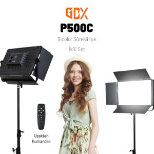 Gdx P500C Bicolor Profesyonel İkili 300W LED Panel Video ve Fotoğraf Stüdyo Işık Seti