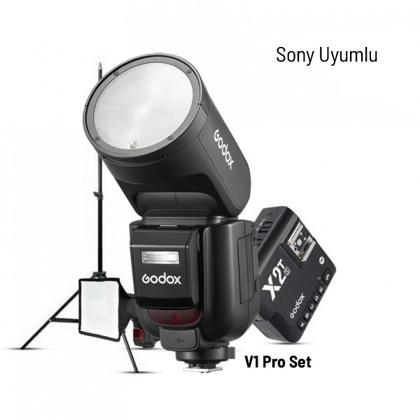 Godox V1 Pro Sony Flaş Full Set (Flaş, Tetikleyici, Softbox, Tripod)