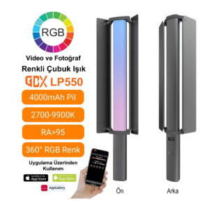 Gdx LP550 RGB Led Şarj Edilebilir Fotoğrafçılık ve Video için Renkli Işık Çubuğu
