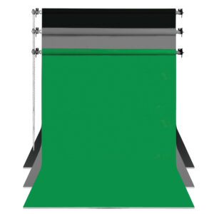 GDX Sabit Kumaş Siyah - Yeşil - Gri 3'lü Fon Perde Seti 2.70x5.80 Metre - Tavan ve Duvar İçin