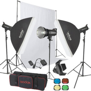 Godox SK400 3'lü Paraflaş Set + Seyyar Fon Perde 3x6 Metre
