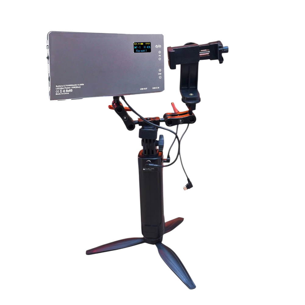 GDX CF-135 RGB Telefon Vlog + El Tipi Powerbank Tripod Batarya - Görsel 2