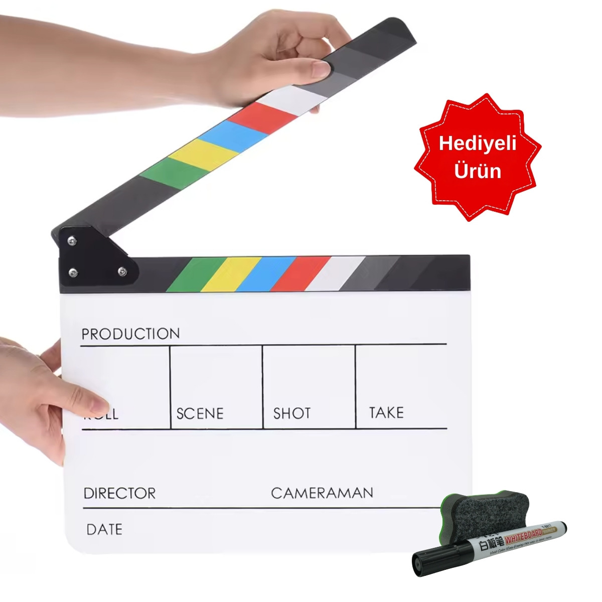 GDX CLP-01 Klaket - Clapperboard Clapboard (Kalem ve Silgi Hediyeli)