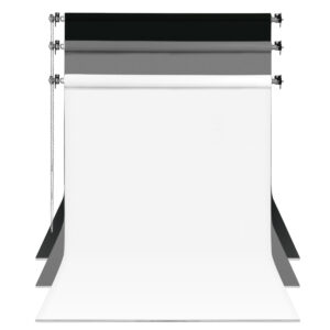 GDX Sabit Kumaş Beyaz - Siyah - Gri 3'lü Fon Perde Seti 2.70x5.80 Metre - Tavan ve Duvar İçin