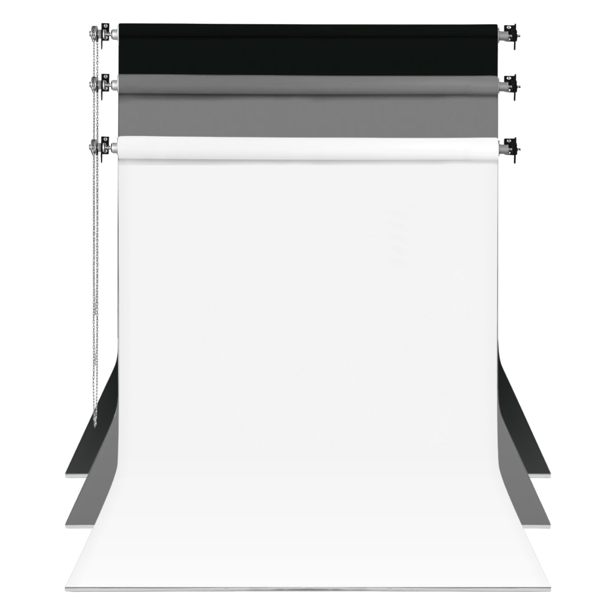 GDX Sabit Kumaş Beyaz - Siyah - Gri 3'lü Fon Perde Seti 2.70x5.80 Metre - Tavan ve Duvar İçin