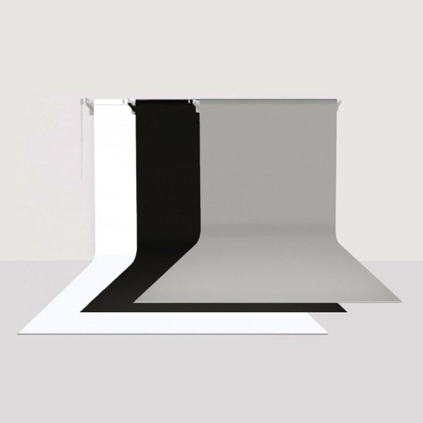 GDX Sabit Kumaş Beyaz - Siyah - Gri 3'lü Fon Perde Seti 2.70x5.80 Metre - Tavan ve Duvar İçin - Görsel 2