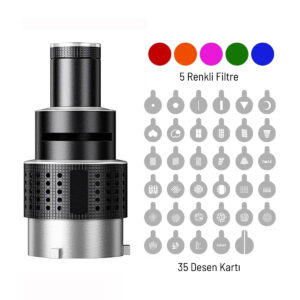 GDX SN-02 120mm Optik Snoot Bowens Bağlantılı 35 Desen Kartlı 5 Renkli Filtreli Fareyi Resmin Üzerine Getirin