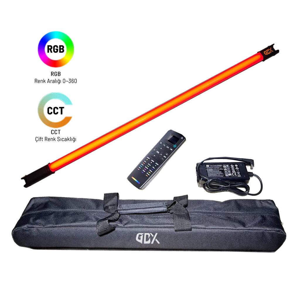 GDX TB-100 RGB 45W Youtube Canlı Yayın Arka Plan Renkli Dolgu Işığı Led Tüp Işık (Uzunluk: 100 cm) - 2. görsel