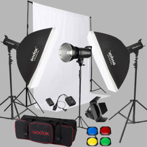 Godox SK400 3'lü Paraflaş Set + Seyyar Fon Perde 3x6 Metre Fareyi Resmin Üzerine Getirin