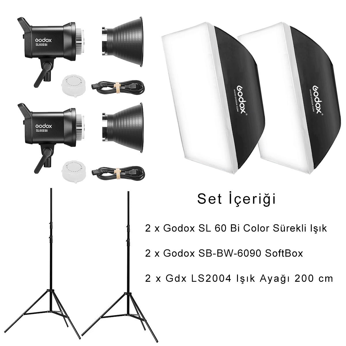 Godox SL60II Bi 60W Bi-Color COB LED Video Işığı 2'li Set - Görsel 5