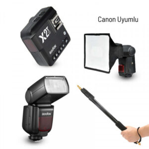 Godox TT685II-C Canon Flaş Full Set (Tepe Flaş + Tetikleyici + Portable Boom + Softbox)