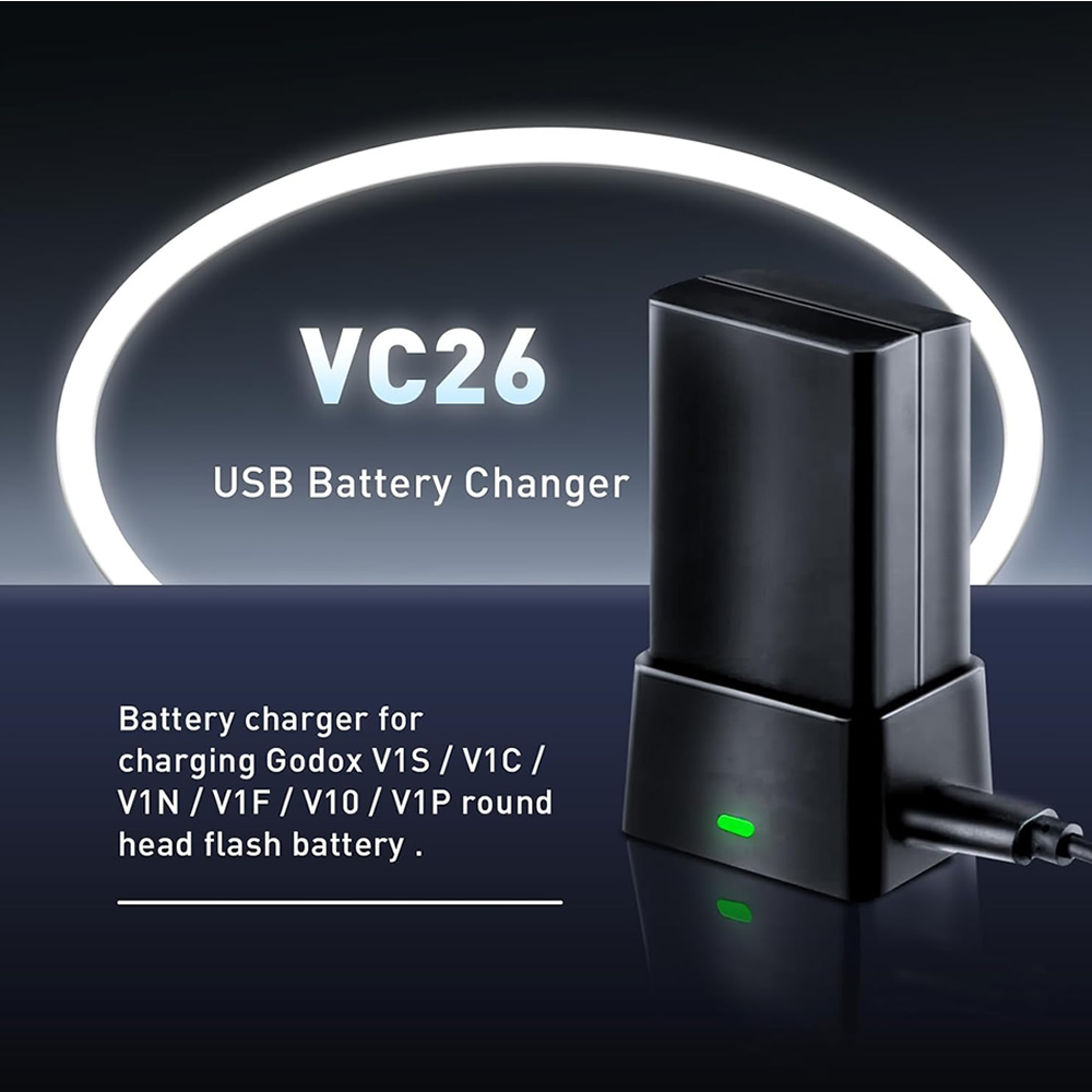 Godox VC26 USB Şarj Aleti (V1, V860III, AD100Pro, MF-R76) - Görsel 4