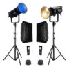GDX Exc-180RGB-II Rgb Led Video Işığı 2'li Full Set (Gridli 60x90 Softbox + 260 cm Kalın Işık Ayağı)