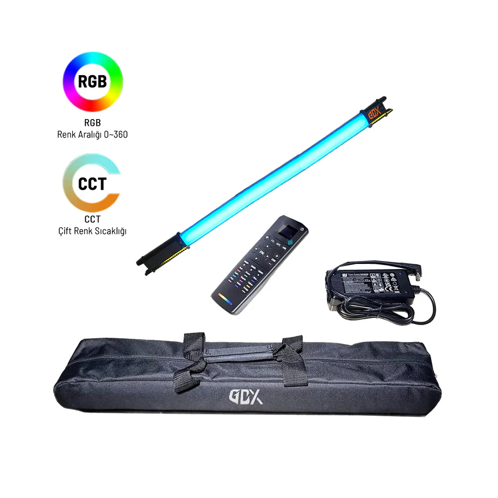 GDX TB-60 RGB İkili Fotoğraf ve Video Tüp Işık Seti - Görsel 3